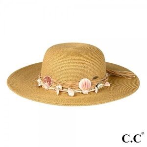 C.C Women's Straw Hat with Shell Details